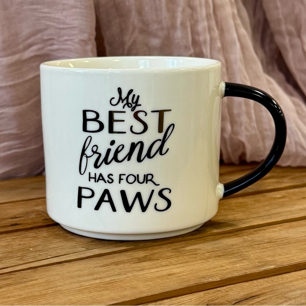 White and Black Ceramic Mug for Dog & Cat Lovers - My Best Friend Has Four Paws